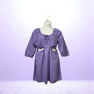 No Boundaries, Plus Size Purple Floral Cutout Dress, Size 1X